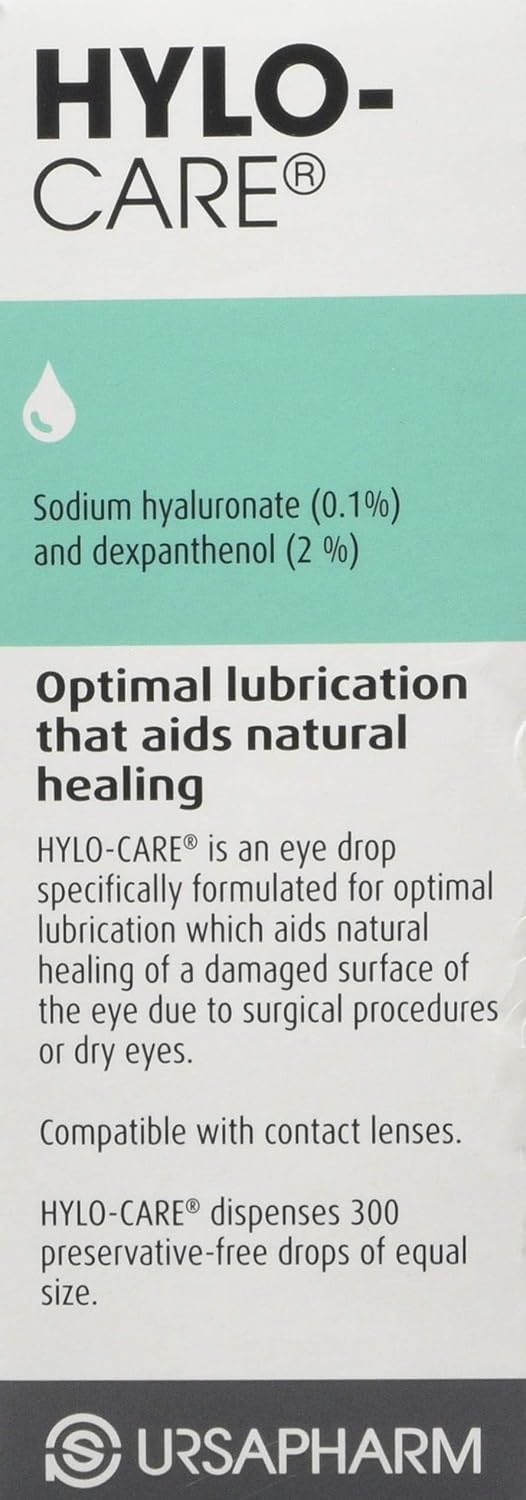 Hylo Care – Preservative Free Lubricating Eyedrops - With Sodium Hyaluronate And Dexpanthenol To Aid Healing Of Eye Surface After Surgery Or Injury - 10Ml