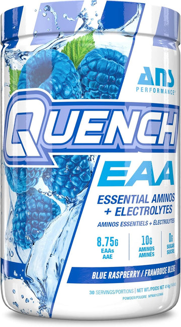 Quench Eaa Aminos + Electrolytes - Complete Blend Of 9 Eaas - 10G Total Amino Acids - Vitamins, Antioxidants, Electrolytes - Zero Sugar, Carbs, Calories (Blue Bombsicle)