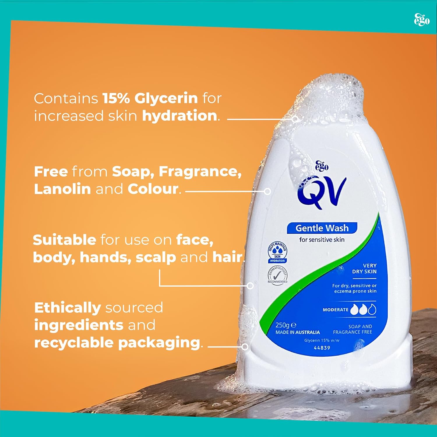 QV Gentle Wash (250g) Body Wash for Dry, Sensitive Skin, pH Balanced, Unscented, Soap Free Body Wash, Moisturising Soap alternative that lathers for Dry Skin, Eczema, Psoriasis, Dermatitis : Amazon.co.uk: Beauty