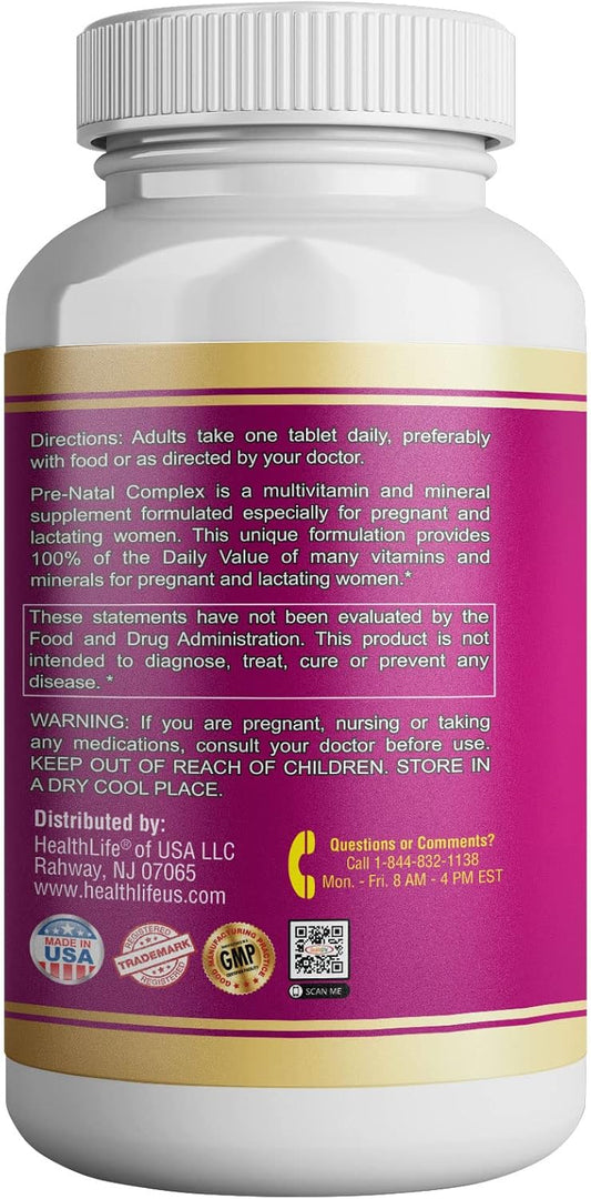 365 Health Prenatal Multivitamin With Folic Acid, Dietary Supplement For Daily Nutritional Support, 240 Tablets, 240 Day Supply