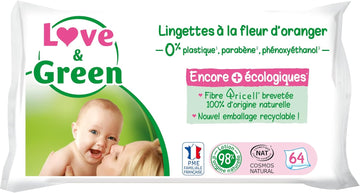 Love & Green Wipes With Orange Blossom 64 Wipes