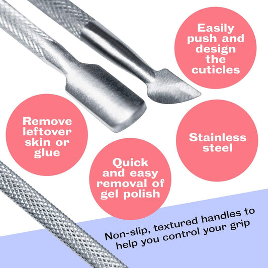 Mylee Professional Stainless Steel Dual Tool Cuticle Pusher Double End Manicure Pedicure Nail Cleaner Gel Polish Remover