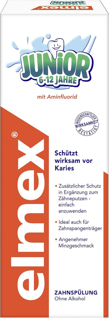 Elmex Junior Dental Rinse, 6-12 Years, Pack Of 3 (3 X 400 Ml), Extra Caries Protection, For Braces Wearers, Mint Flavour