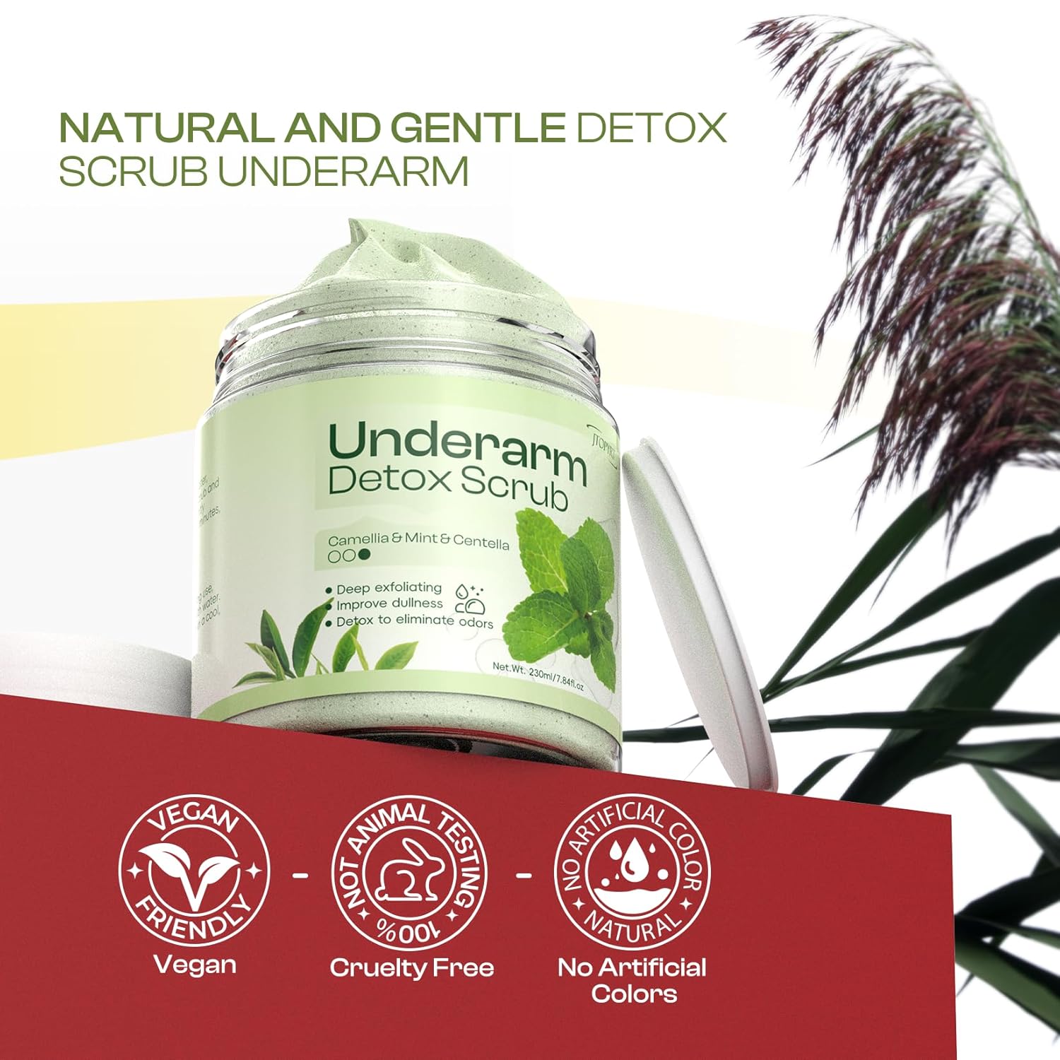 Camellia Underarm Detox Scrub: Armpit Detox Scrub With Mint Centella Deep Cleanse Refresh Exfoliating For Underarms Whole Body : Beauty & Personal Care