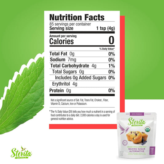 Stevita Organic Monk Fruit Bake-It-Better Pouch - 12 Oz - Baking Sugar Alternative With Monk Fruit, Stevia & Erythritol - No Calories - Usda Organic, Non-Gmo, Vegan, Keto, Paleo, Gluten Free