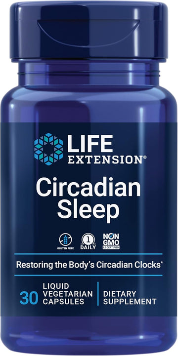Life Extension Circadian Sleep, Nobiletin Citrus Extract, Sleep Support, Sleep Health, Restore Your Body'S Sleep-Wake Cycle, 1.5 Mg Melatonin, Gluten Free, Non-Gmo, Vegetarian, 30 Liquid Capsules