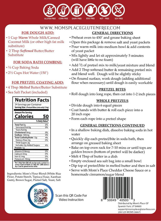 Mom'S Place Gluten Free Soft Pretzels With Sea Salt Mix, Soft Pretzel Making Kit, 1-Pack, Easy To Make, 24 Servings, Non Gmo Delicious And Healthy Gluten Free Desserts