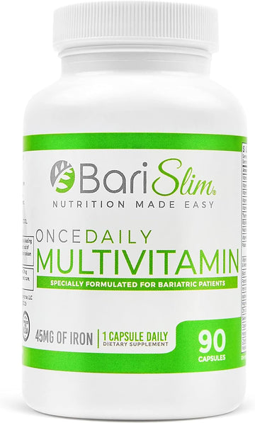 Once Daily Bariatric Multivitamin Capsule - 45Mg Of Iron - Bariatric Vitamin & Supplement For Post Bariatric Surgery Including Gastric Bypass & Gastric Sleeve | 90 Day Supply
