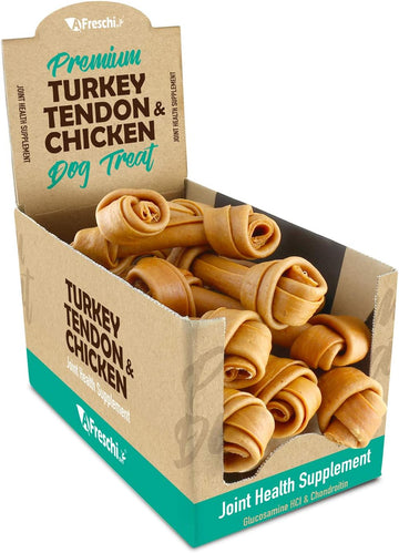 Afreschi Turkey Tendon And Chicken For Dogs, All-Natural Joint Health Supplement (Glucosamine And Chondrotin), Good For Senoir Dog Chew, Puppy Treat, Hypoallergenic, Alternative To Rawhide (Large)