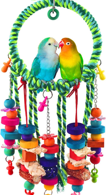 Katumo Bird Toys, Parakeet Swing Parrot Perch Cockatiel Shredding Toys Conure Swing For Lovebird Parakeet Budgie Conure Cockatiel Finch Mynah Canary