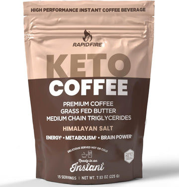 Rapidfire Ketogenic High Performance Instant Coffee Mix, Supports Energy And Metabolism, 15 Servings, Brown, 7.93 Ounce (Pack Of 1)