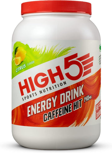 High5 Energy Drink Caffeine Hit - Electrolytes Sport Energy Drink Powder - Isotonic Drink With 2:1 Fructose - Hydration For Running, Cycling, Endurance Fuel - Natural Flavours, Vegan (Citrus, 12X47G)