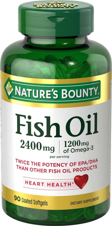 Nature's Bounty Fish Oil, Supports Heart Health, 2400mg, Coated Softge
