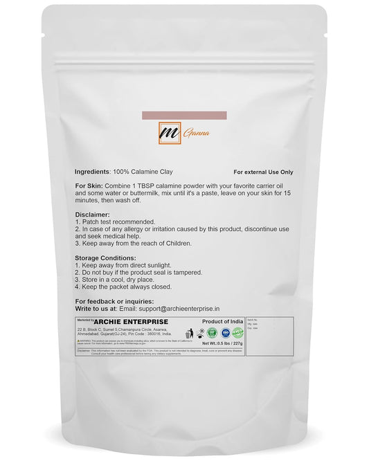 100% Natural Calamine Clay Powder For Hair Masks, Scrubs, Lotion And Soap Making 0.5 Lbs / 227 Gms