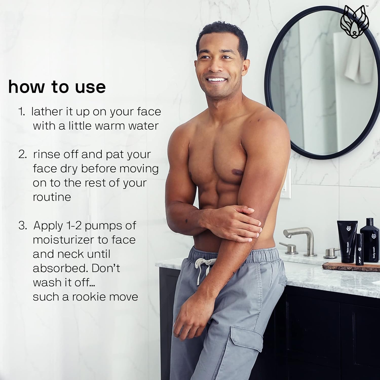 Black Wolf Face Wash and Oil-Free Moisturizer Gel Bundle for Oily Skin, Deep Clean- 2pc Bundle- Charcoal Powder and Salicylic Acid Reduce Acne Breakouts and Cleanse Your Skin- Gift Set for Men : Beauty & Personal Care