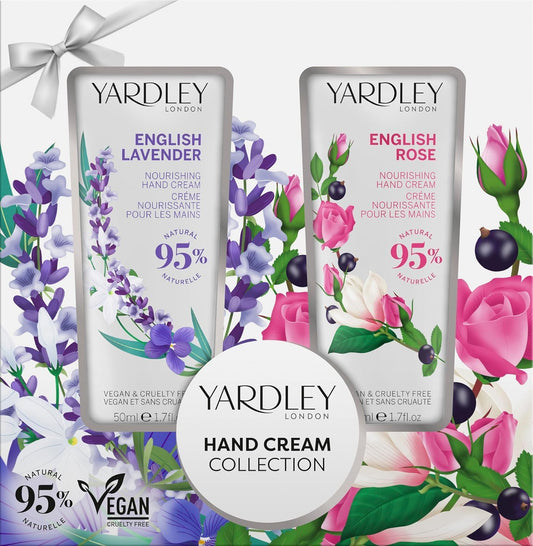 Yardley London English Lavender And English Rose Hand Cream Collection, With Patchouli For Moisturising And Hydrating Benefits 2X50Ml