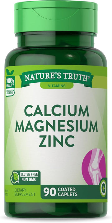Calcium Magnesium Zinc Supplement | 90 Caplets | Non-Gmo And Gluten Free | By Nature'S Truth
