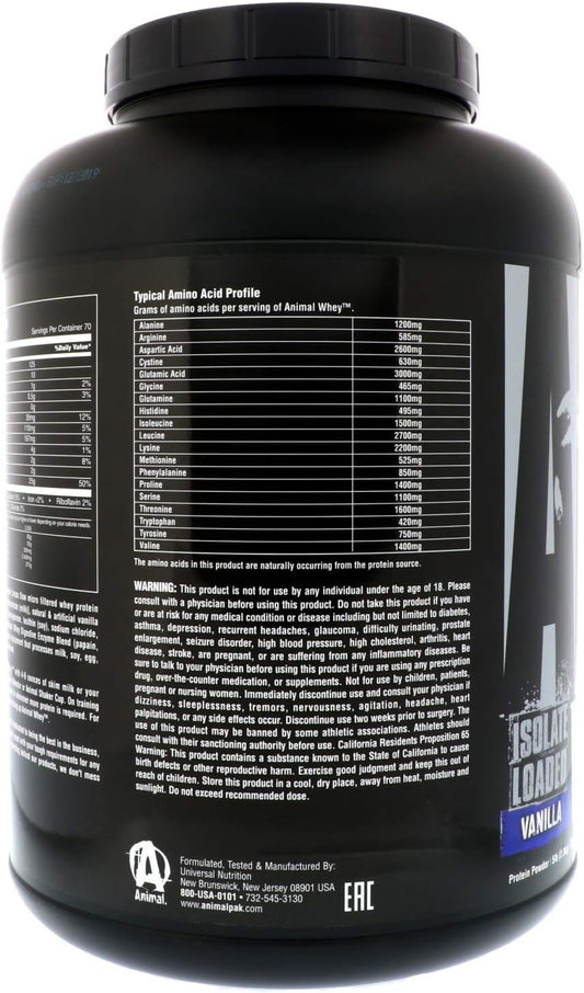 Animal Whey Isolate Whey Protein Powder  Isolate Loaded For Post Workout And Recovery  Low Sugar With Highly Digestible Whey Isolate Protein - Vanilla - 5 Pounds ( Packaging May Vary )