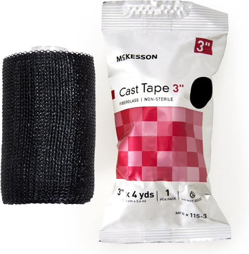 McKesson Cast Tape, Fiberglass, Black, 3 in x 4 yds, 1 Count, 10 Packs, 10 Total