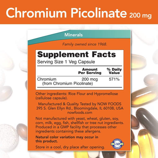 Now Supplements, Chromium Picolinate 200 Mcg, Insulin Co-Factor