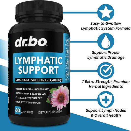 Lymphatic Drainage Supplements Pills - Lymphatic Support Total Herbal Cleanse Products With Echinacea Lymph System Support Supplement For Nodes Legs & Neck - Lymph Node Detox Lymphatic System Drainage