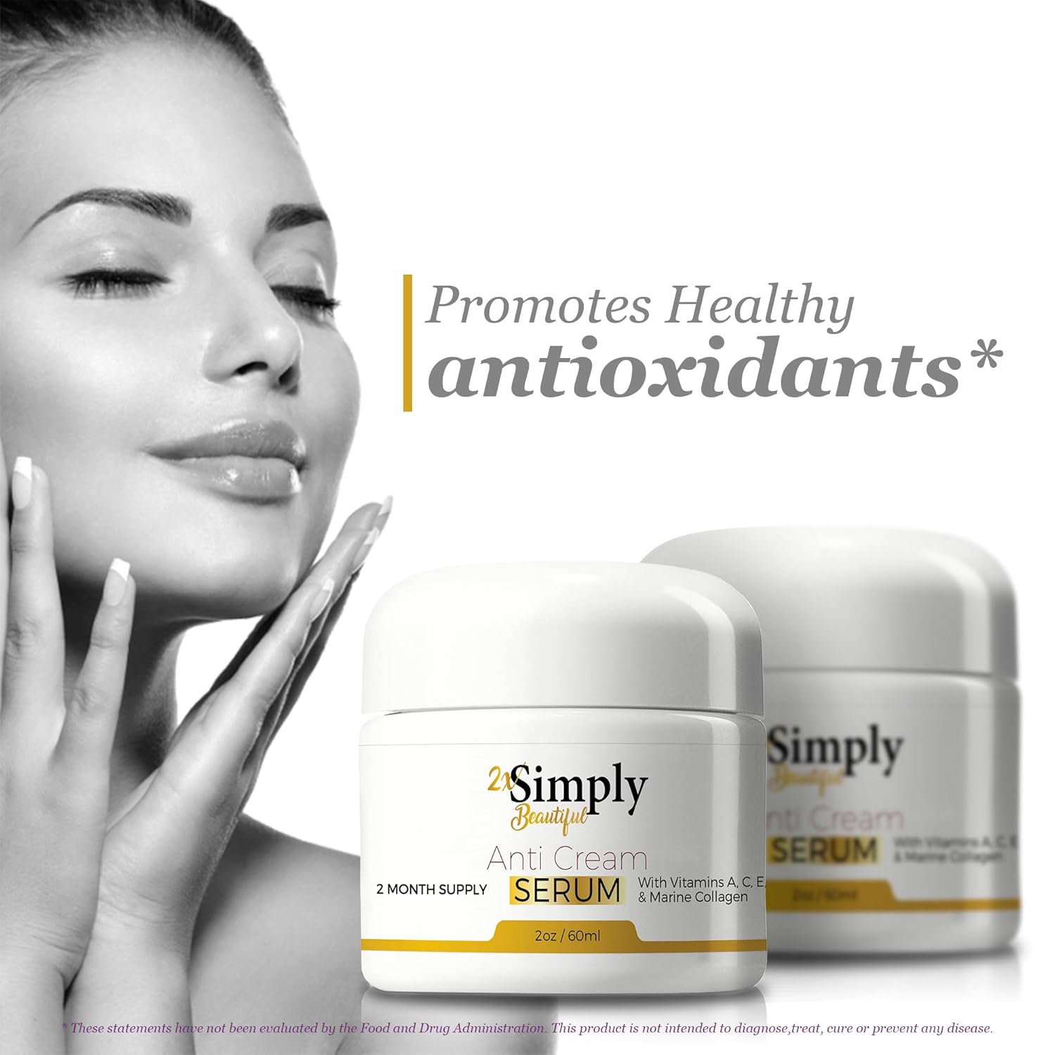 2X Simply Beautiful Anti Aging Cream 2 Month Supply - Promote Youthful Looking Skin With Collagen & Vitamin A, C, & E - Firm & Rejuvenate Skin - Improve Wrinkles & Hydration - Anti Aging Skincare