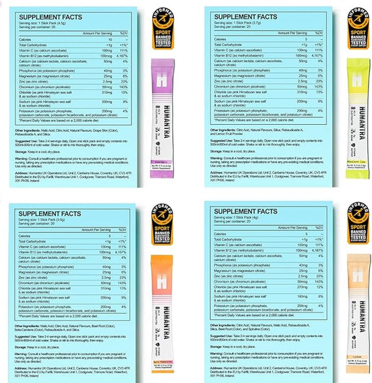 Humantra Hydration Packets | Zero Sugar Electrolyte Hydration Multiplier with Essential Minerals | Boost Immune & Metabolic Functions | Electrolytes Powder (20 Count, 4 Pack Bundle)
