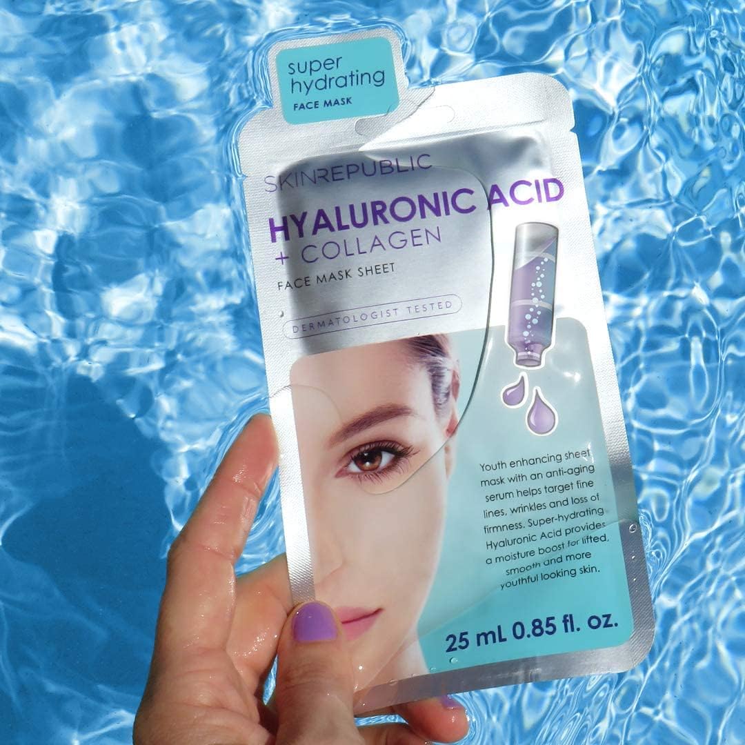 Skin Republic Hyaluronic Acid + Collagen Sheet Mask Clinically Proven to Provide 48-Hours of Long-Lasting Hydration. Made in Korea. : Amazon.co.uk: Beauty