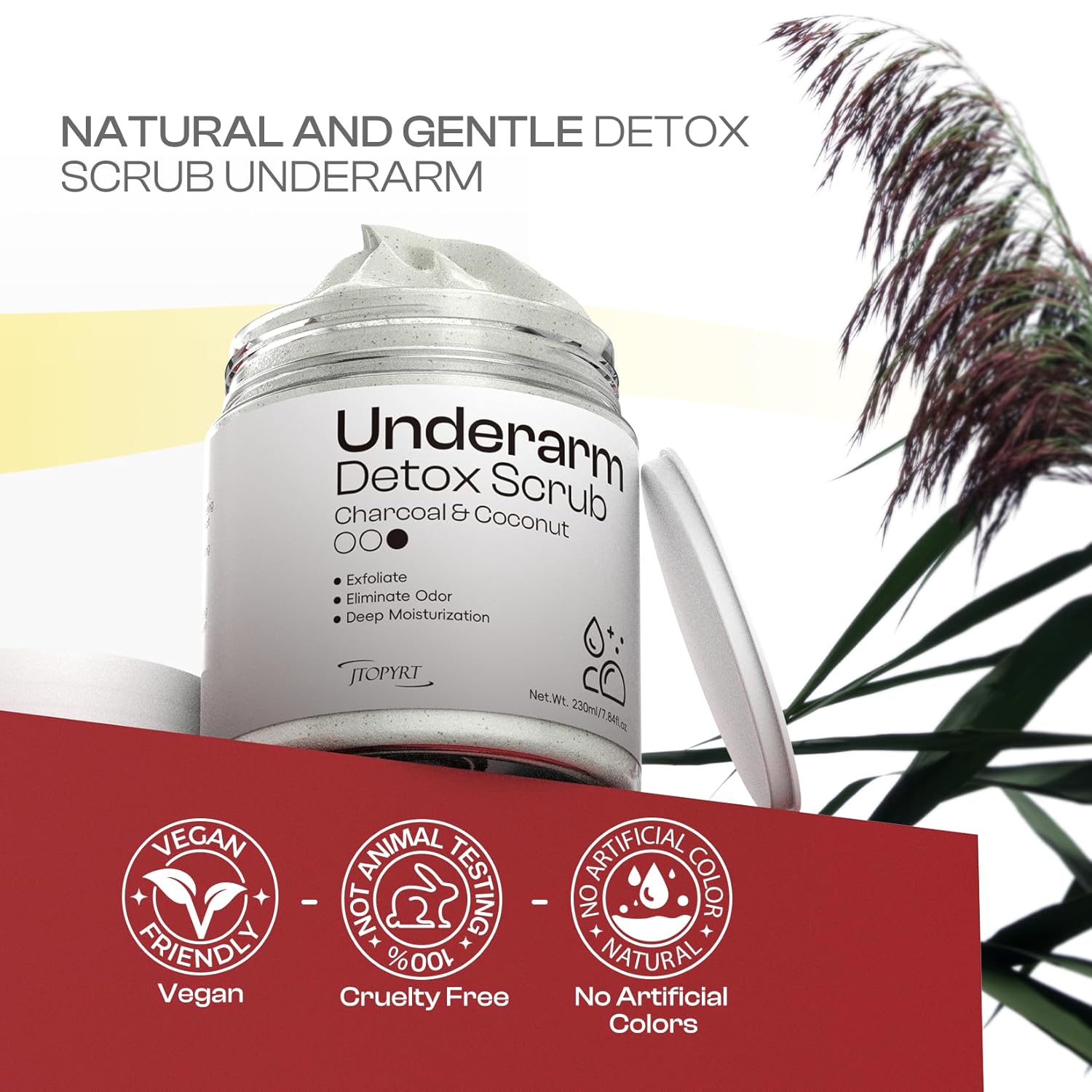 Coconut Charcoal Underarm Detox Scrub: Armpit Detox Exfoliating Nourishing For Natural Eliminate Odor Vegan Gentle For Sensitive Skin : Beauty & Personal Care