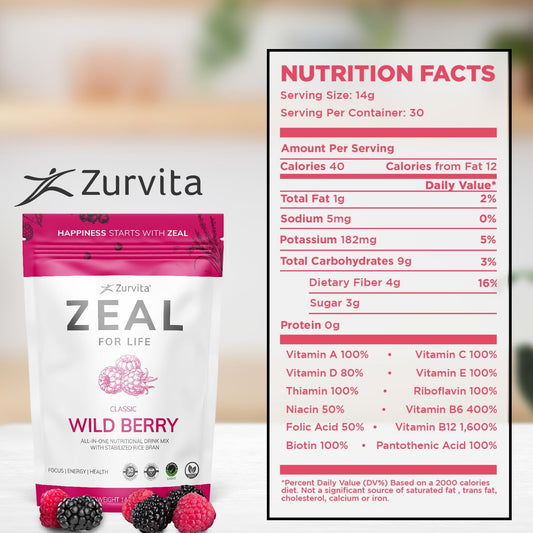 Zurvita- Zeal For Life- 30-Day Wellness Bag- Wild Berry (Classic)- 420
