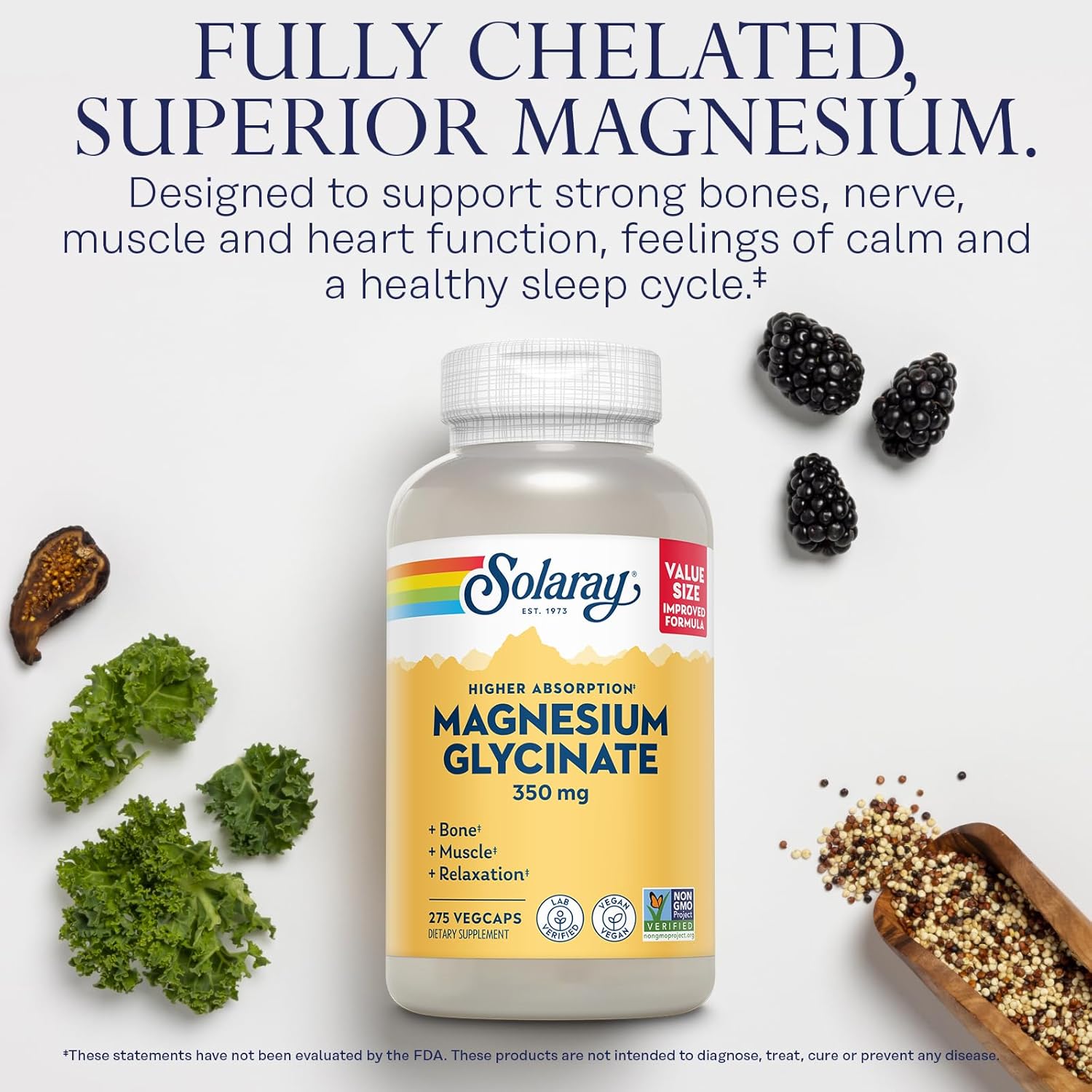 Solaray Mega Vitamin B Stress And Magnesium Glycinate 350Mg Bundle - Timed Release Vitamin B Complex W/Vit C, Chelated Magnesium Bisglycinate - Energy, Relaxation And Immune Support, Vegan, 276/240Ct