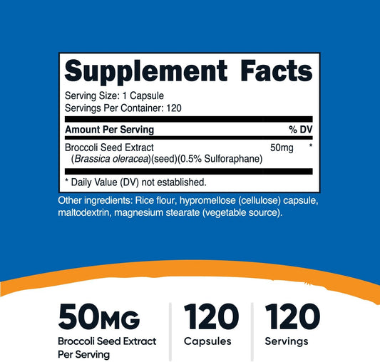 Nutricost Sulforaphane Glucosinolate (Sgs) (120 Capsules) - 50 Mg Broccoli Seed Extract Per Serving