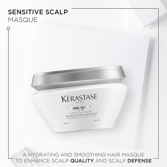 Kérastase Specifique, Hydrating & Smoothing Conditioning Hair Mask, For Oil-Prone & Sensitive Scalps, With Rhamnose & Complex Aox, Masque Hydra-Apaisant, 200Ml