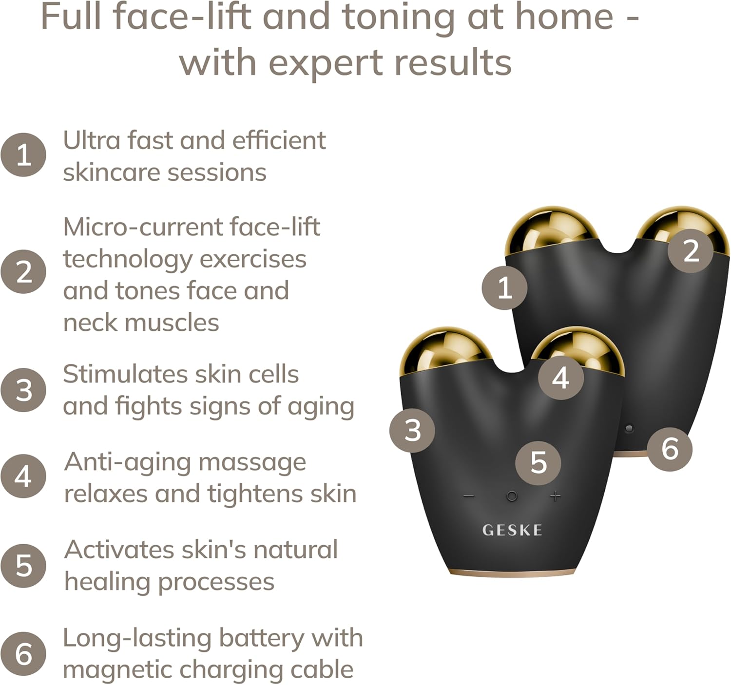 GESKE SmartAppGuided™ MicroCurrent Face Lifter | 6 in 1 | Anti-aging device | Instant face lift | Skincare tool | Remove wrinkles for firm & youthful skin | Advanced smoothing facial firmer : Amazon.co.uk: Beauty
