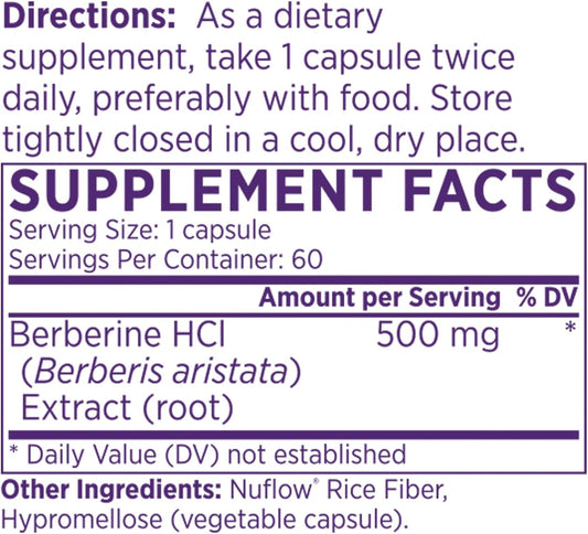 Naomi Berberine 500Mg - Immune Support & Normal Ldl Cholesterol And Triglyceride Support - Cardiovascular, Heart, & Gastrointestinal Wellness, Ampk, Non-Gmo, Gluten Free, Vegan- 60 Veggie Capsules