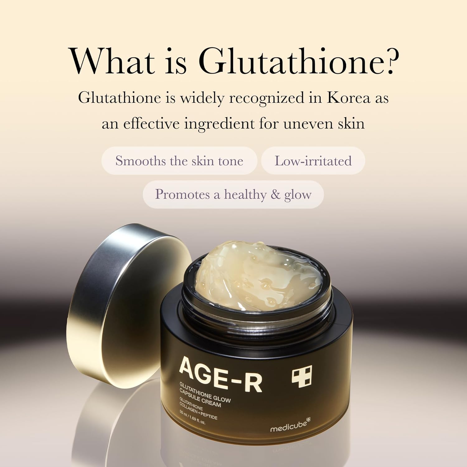 Medicube Age-R Glutathione Glow Capsule Facial Cream - Instant Lifting Moisturizer - Collagen Peptide For Hydrating Glow - Improve Blemishes, Uneven Skin Tone - Korean Skin Care 1.69 Fl.Oz : Beauty & Personal Care