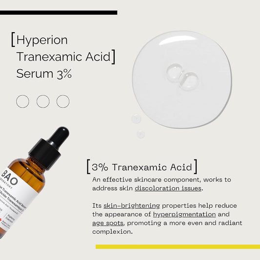 3% Tranexamic Acid Serum With Provitamin B5/Hyaluronic Acid – Soothing Hydrating & Radiant Skin Formula - 30Ml