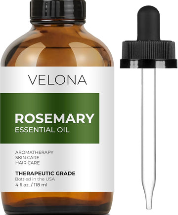 Velona Rosemary Essential Oil - 4 Oz | Hair Growth | Therapeutic Grade 100% Pure And Natural | For Aromatherapy Diffuser, Massage, Skincare, Haircare, Soapmaking