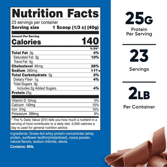 Nutricost Grass-Fed Whey Protein Concentrate (Chocolate) 2Lbs - Undena