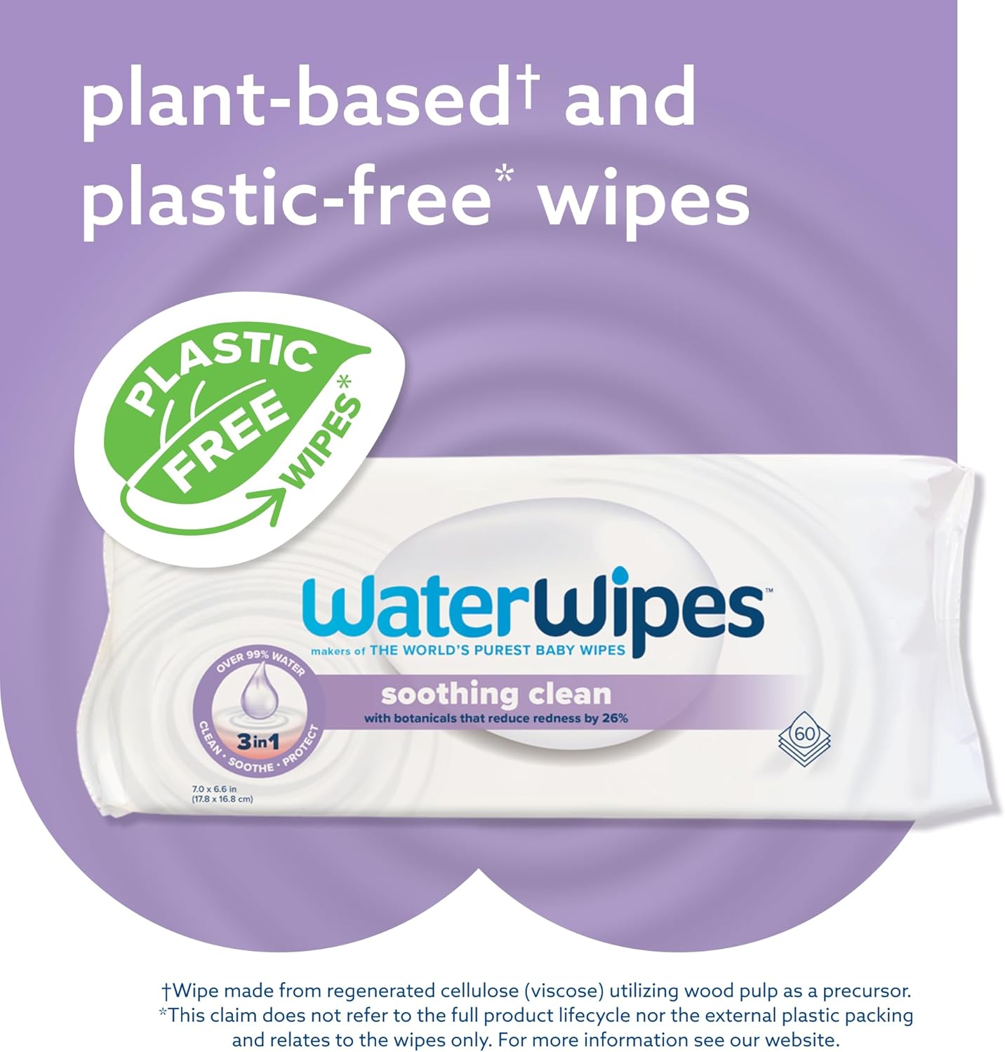 Waterwipes Soothing Clean Baby Wipes, 99% Water-Based Formula With Botanical Extract To Soothe & Protect Skin, Unscented & Hypoallergenic, 360 Count (6 Packs)