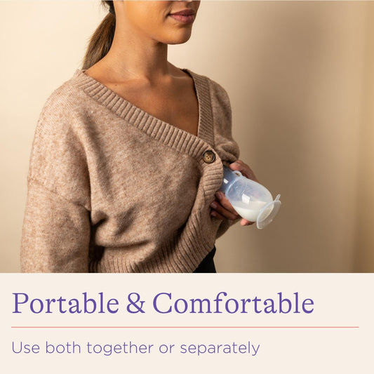 Lansinoh Manual Breast Pump And Silicone Breast Pump Bundle For Breastfeeding Moms