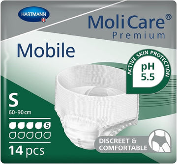Molicare Premium Mobile Disposable Underwear: Discreet Use For Woman And Men With Incontinence; 5 Drops, Size S, Pack Of 14