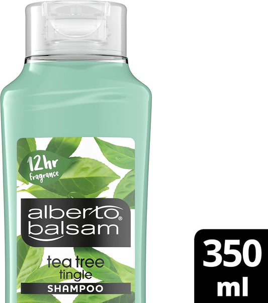 Alberto Balsam Tea Tree Tingle Minty-Fresh Fragrance Invigorating Shampoo Gentle Cleansing Hair Care For All The Family 350 Ml