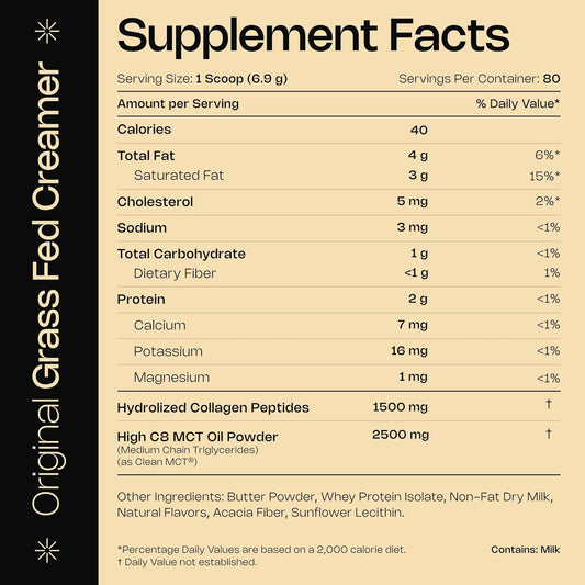 Levelup Creamer, With Energizing Mct Oil And Collagen Peptides, Keto Coffee Creamer, Supports Natural Energy & Ketone Production - Original (Unsweetened) 19 Oz