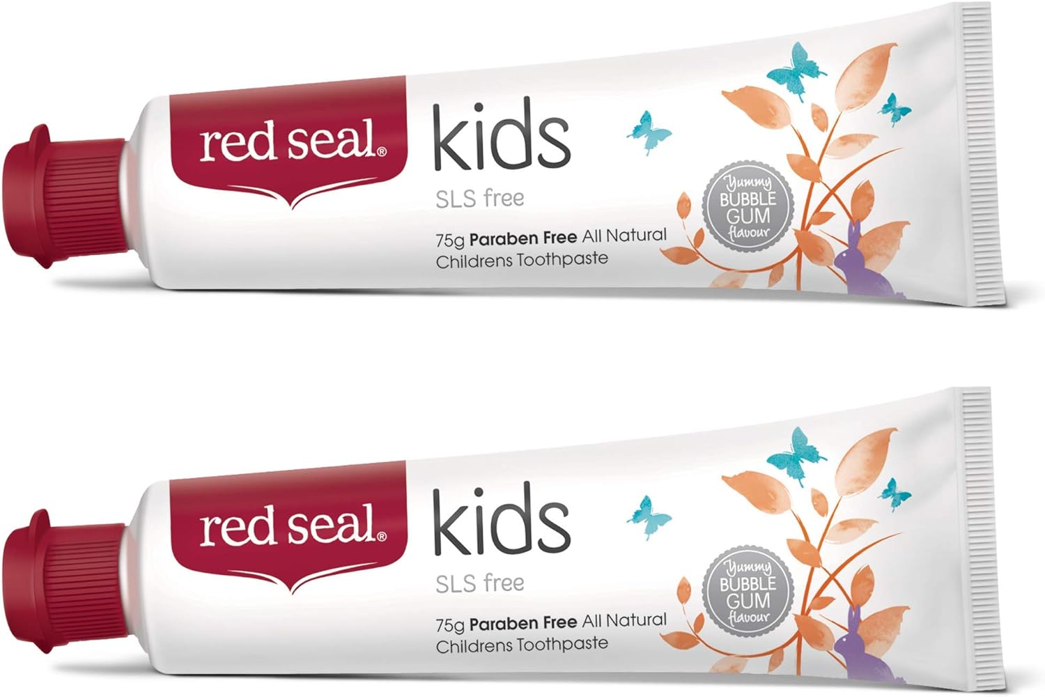 Red Seal Toothpaste For Kids Non Fluoride & No Sls Or Parabens β Mild Banana Peach Bubblegum Low Mint Flavor, Safe To Swallow Cavity Low Abrasive Remineralizing Toothpaste For Children (2 Pack)