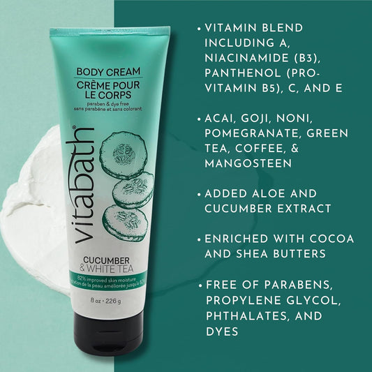 Vitabath Pomegranate Bellini Blush Moisturizing Body Cream - Soothing Hydration Vitamin & Nutrient Skin Care - Replenishing All Over Dry Skin Lotion Moisturizer For Women & Men - 8 Ounce