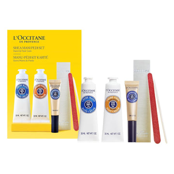 L'Occitane Shea Mani Pedi Set: Soften, Moisturize And Comfort Skin, Set Includes Shea Butter Hand Cream, Foot Cream, Nail & Cuticle Oil, Gift Set