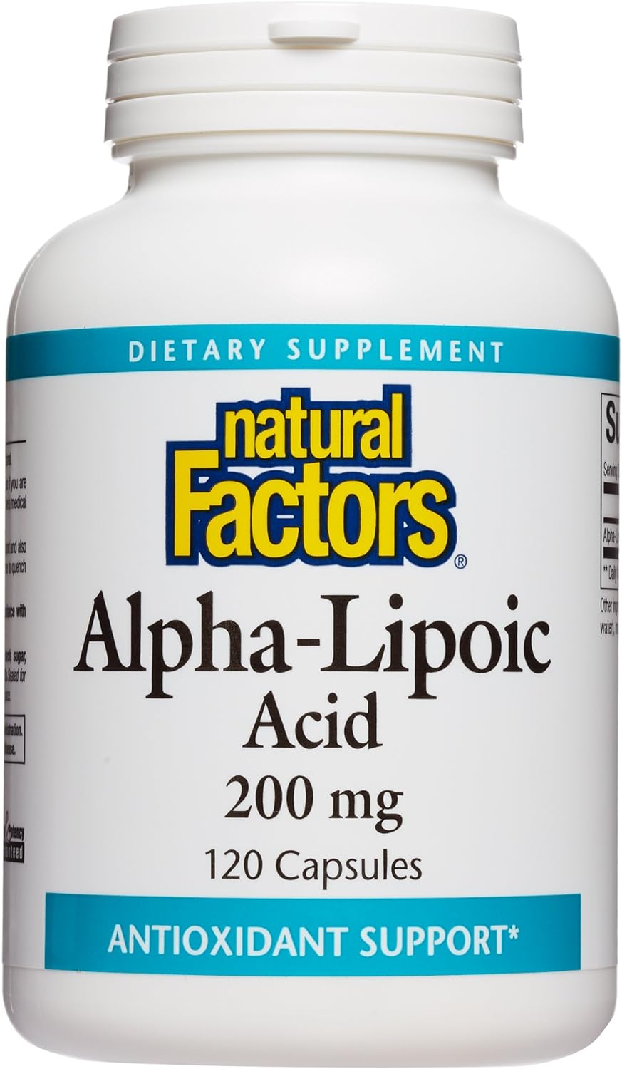 Natural Factors, Alpha-Lipoic Acid 200 mg, Antioxidant Support to Help Maintain Glucose Levels Already in a Normal Range, 120 Capsules (120 Servings)