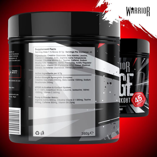 Warrior Rage - Pre-Workout Powder - 392G - Energy Drink Supplement With Vitamin C, Beta Alanine And Creatine Gluconate - 45 Servings (Energy Burst)