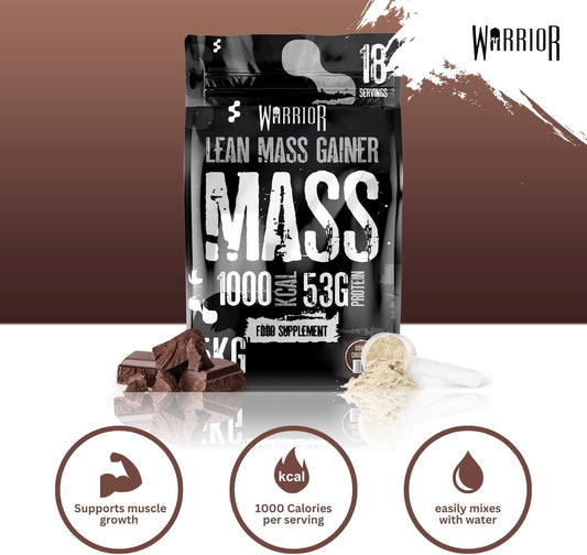 Warrior Mass Protein Powder – 5Kg – Serious Mass Gainer – High Calorie, Weight Gain Supplement – 61G Of Protein, 18 Servings, 1000+ Calories Shake, Supports Muscle Growth (Double Chocolate, 5Kg)